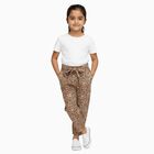 Girls' Multicolor Floral Loose Fit Tie-Waist Trousers, गहरा पीला, small image number null