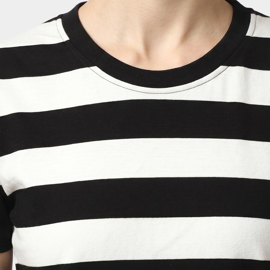 Women's Black Round Neck Regular T-Shirt, Black, large
