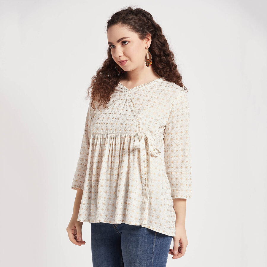 All Over Print A Line Kurti, Off White, large image number null