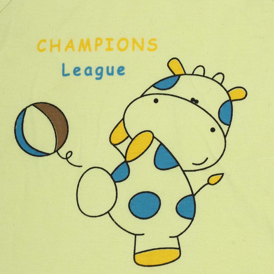 Infants Yellow Cotton Round Neck Casual Vest, Yellow, large