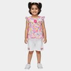 Girls Yellow Sleeveless Floral Top and White Shorts Set, पीला, small