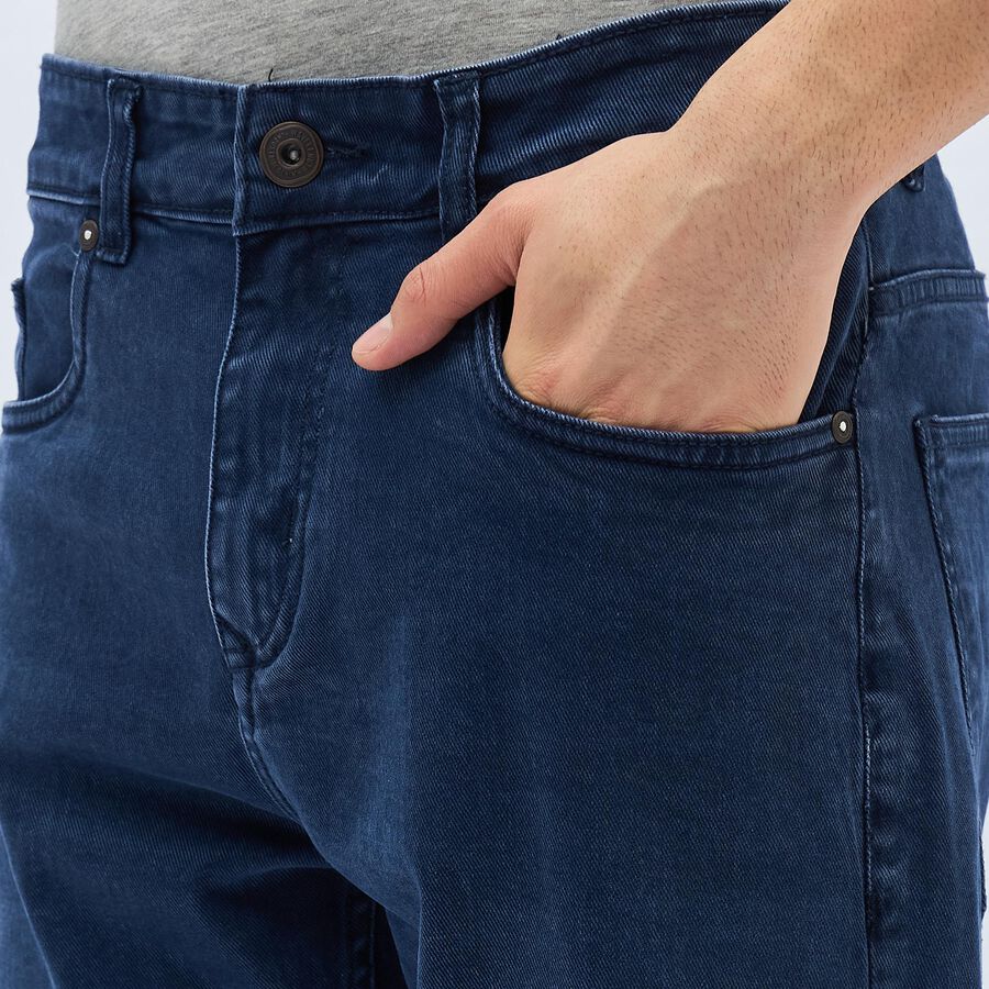 Men's Deep Steel Blue Straight Fit Classic Jeans, मध्यम नीला, large image number null