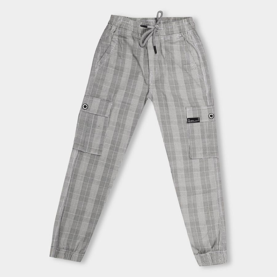 Boys' 100% Cotton Cargo Trouser, Light Grey, large image number null