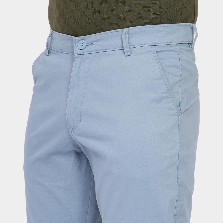 Men's 100% Cotton Slim Fit Casual Trousers , हल्का नीला, large image number null