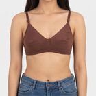 Women's Brown V-Neck Bralette Bra, भूरा, small