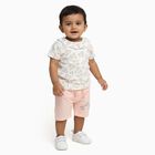 Infants' White Cotton Floral Top and Peach Capri Set, Light Pink, small image number null