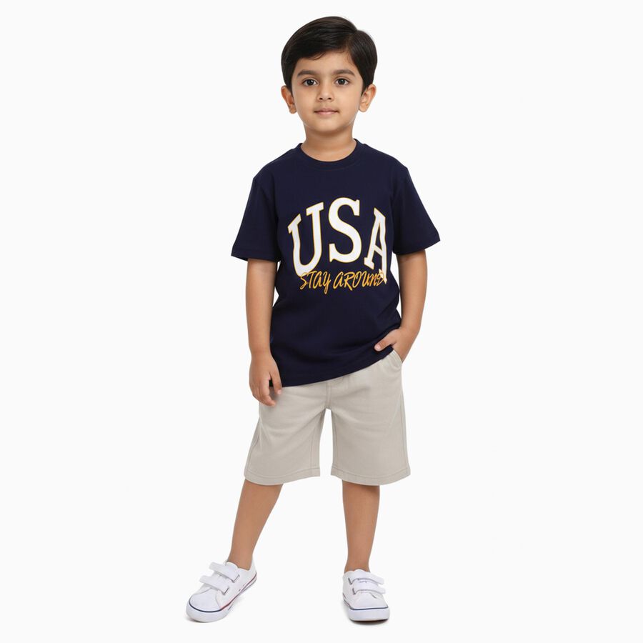 Boys' Half Sleeves T-Shirt, Navy Blue, large image number null