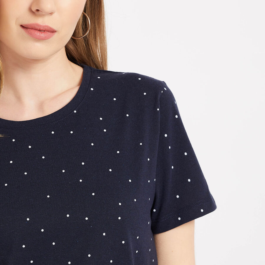 Round Neck T-Shirt, Navy Blue, large image number null