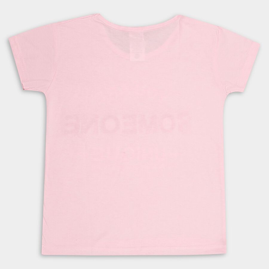 Girl's Cotton T-Shirt, Light Pink, large image number null