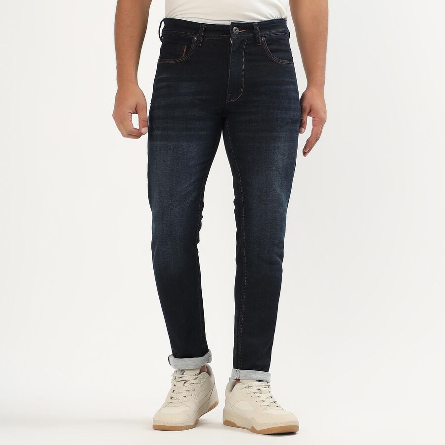 Men's Dark Indigo Skinny Fit Jeans, Dark Blue, large image number null