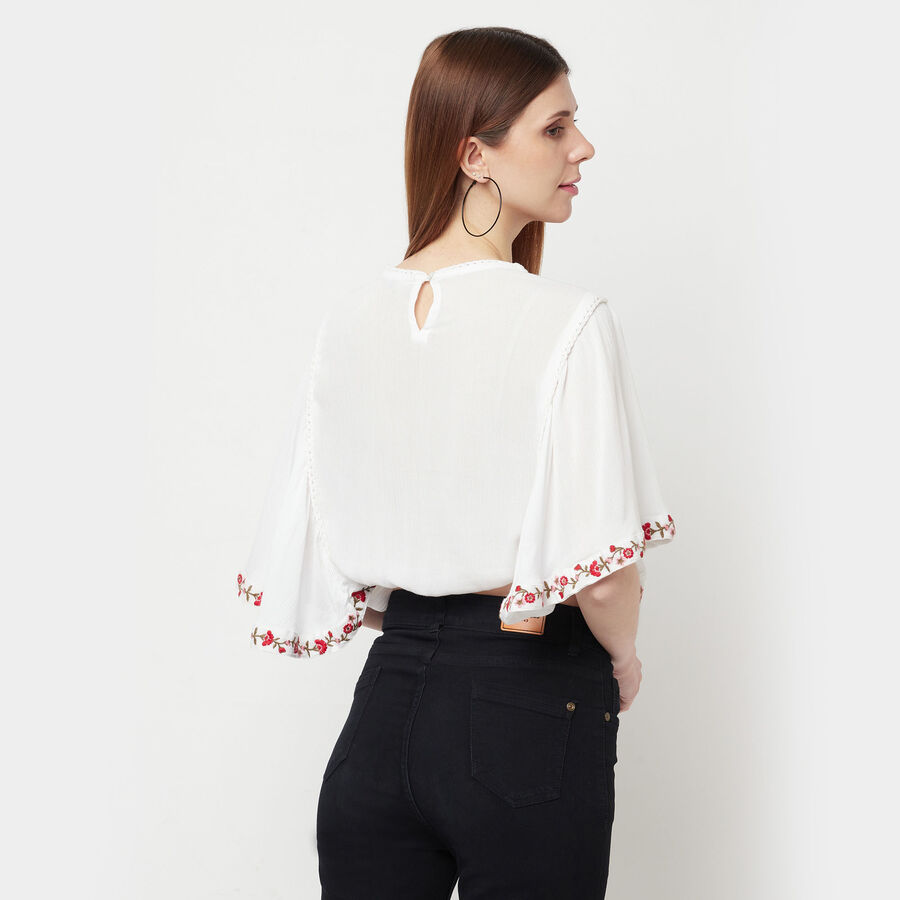 Embellished 3/4th Sleeves Top, White, large image number null