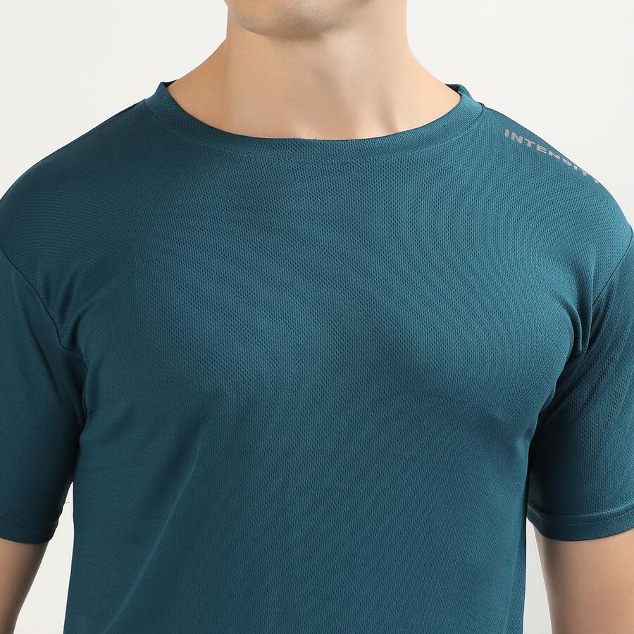 Men's Teal Crew Neck Athleisure T-Shirt, Teal Blue, large image number null