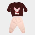 Infant's Wine and Peach Round Neck Graphic Printed Hipster Set, Wine, small