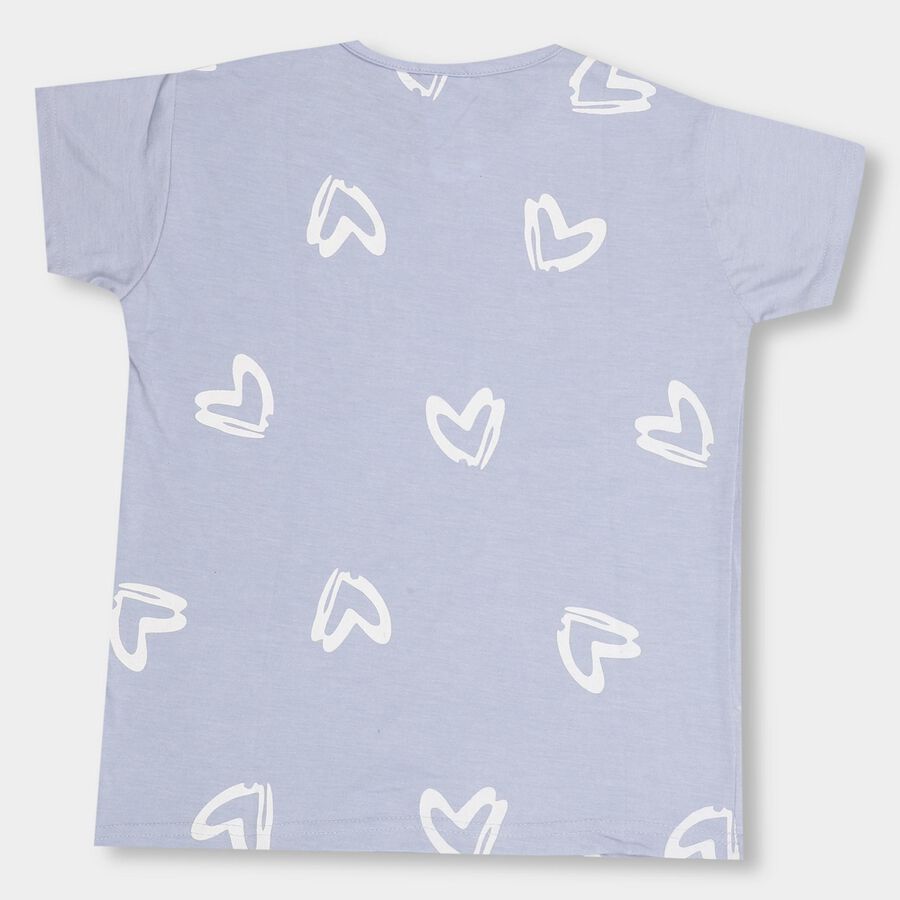 Boys' Light Blue Crew Neck Casual Printed T-Shirt, Light Blue, large image number null