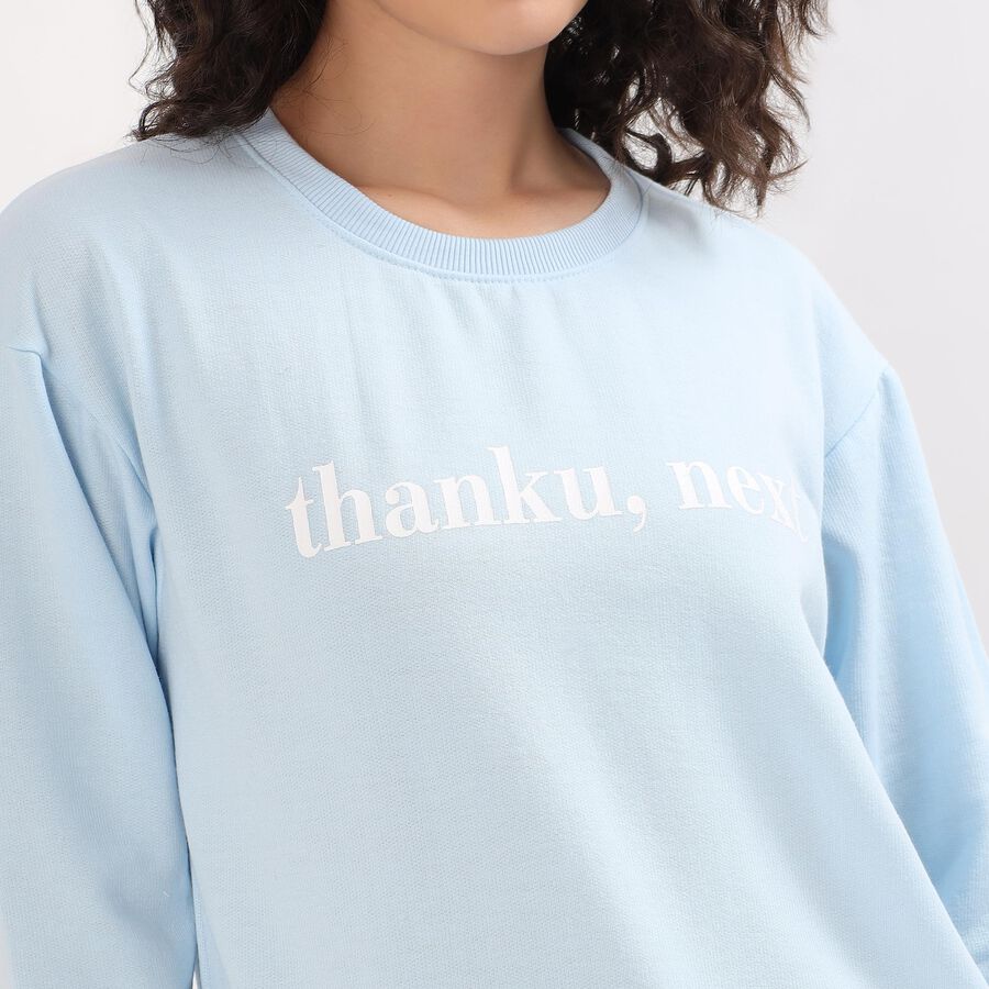 Women's Light Blue Crew Neck Casual Sweatshirt, हल्का नीला, large image number null