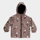 Boys Muted Brown Hooded Teddy Bear Printed Jacket, Brown, small image number null