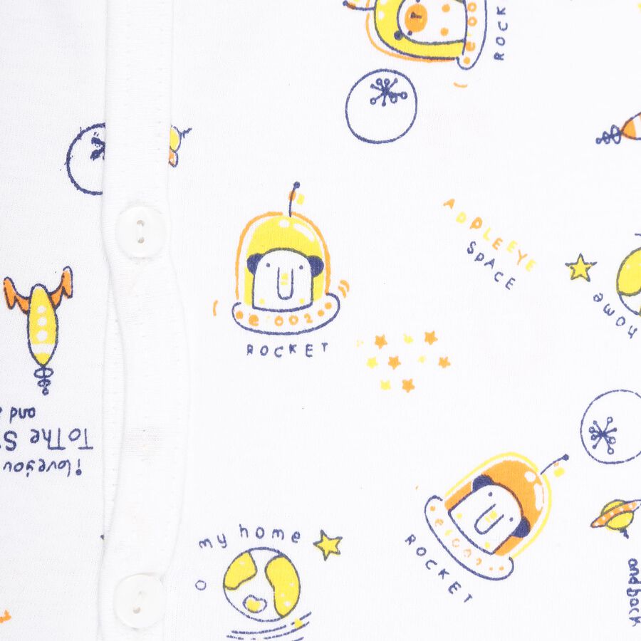 Infants Cotton Printed T-Shirt, White, large image number null