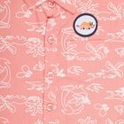 Kids Light Coral Pink Cotton Regular Collar Short Sleeve Shirt, Coral, small image number null