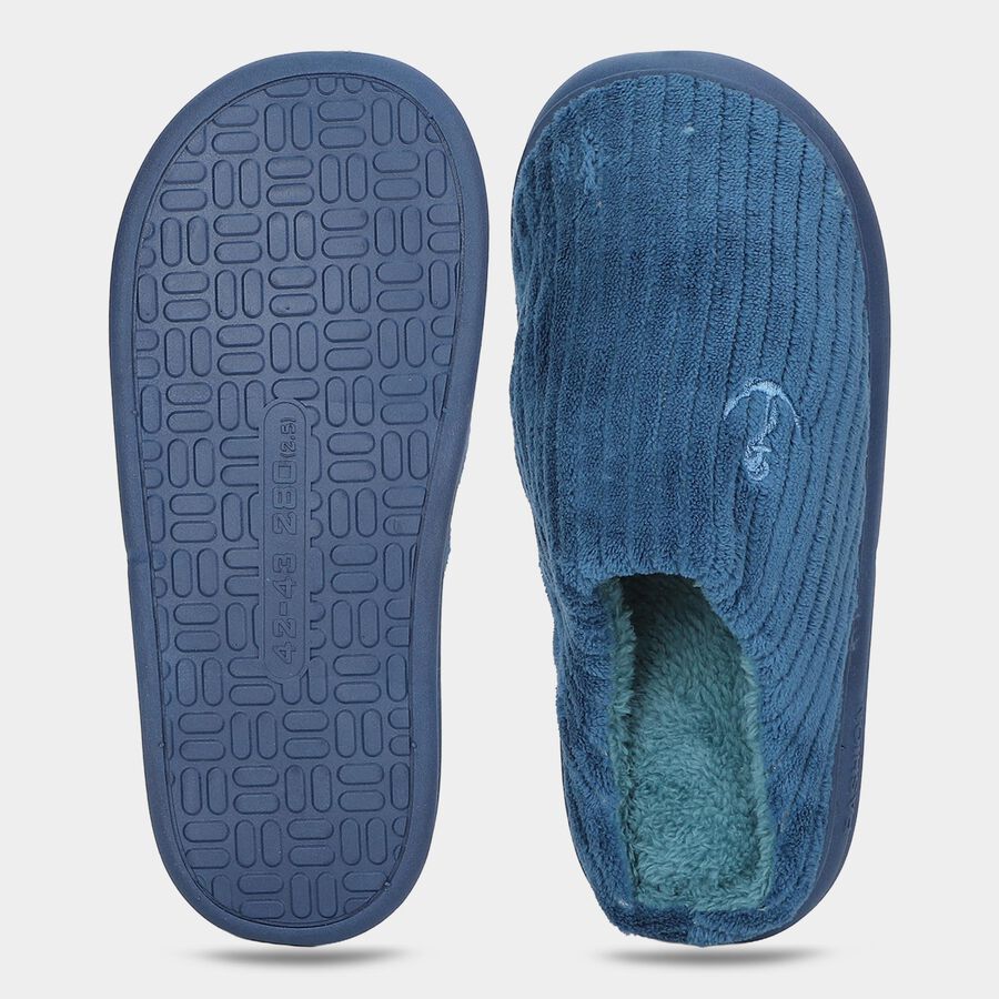 Men's Navy Blue Slip-On Winter Slippers, Navy Blue, large