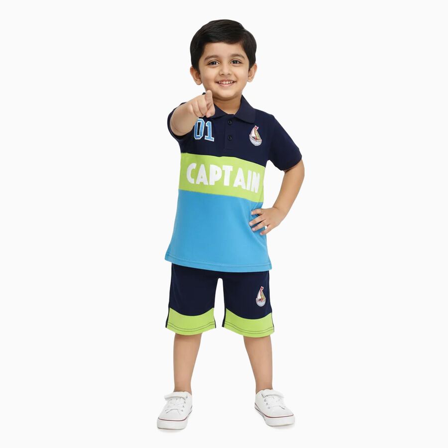 Boys' Knit Baba Suit, नेवी ब्लू, large image number null