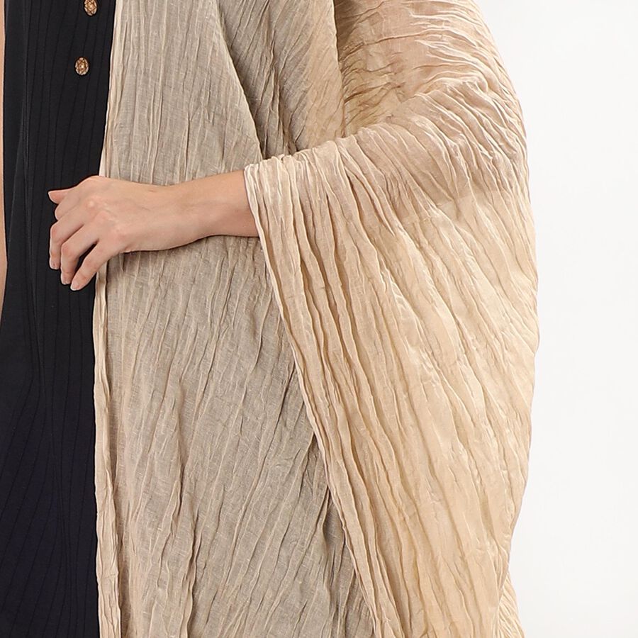 Women's Light Beige Crinkled Dupatta, Beige, large image number null