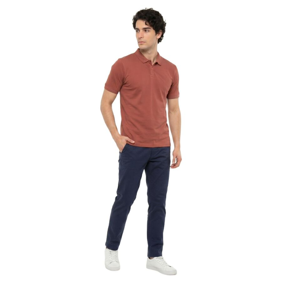 Men's Coral Cotton Polo Neck Solid Polo T-Shirt, Coral, large