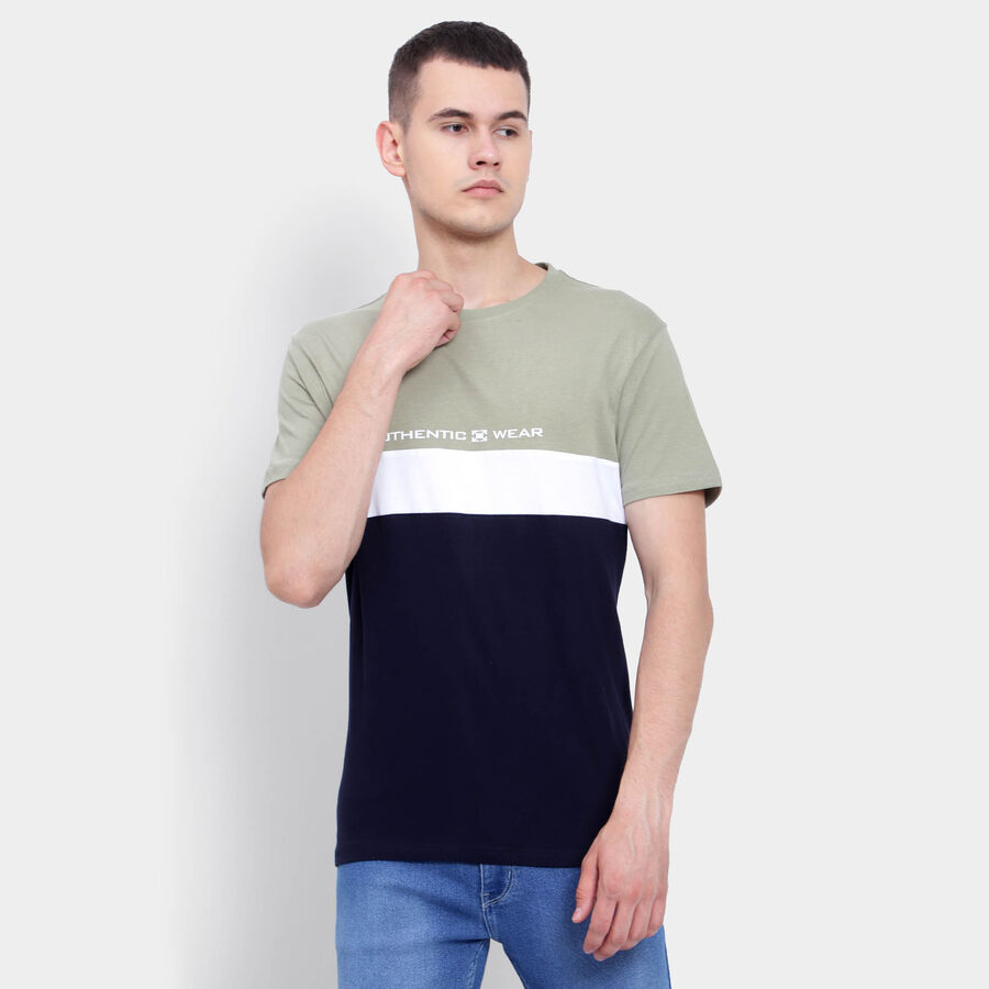 Cotton Round Neck T-Shirt, Light Green, large image number null