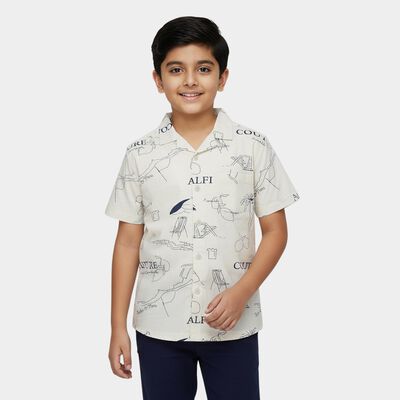 Boys Off-White Cotton Classic Casual Shirt