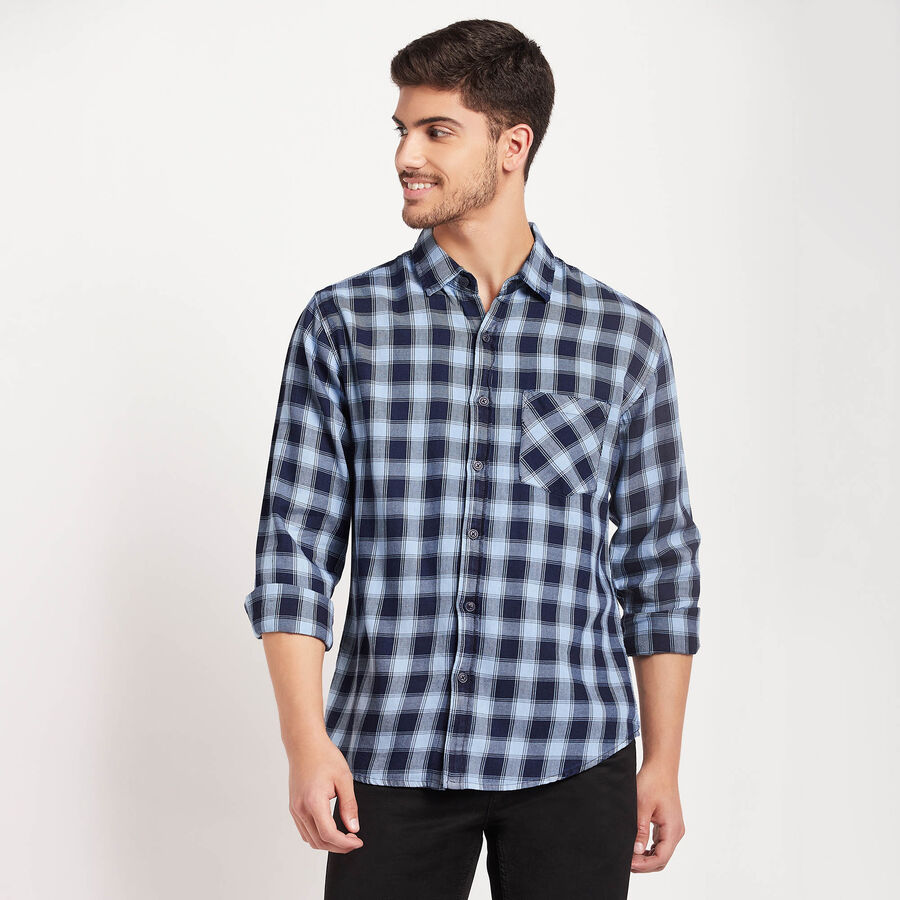 Checks Casual Shirt, Dark Blue, large image number null