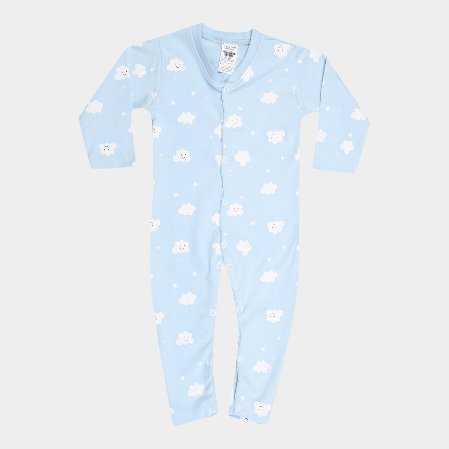 Infants Cotton Printed Bodysuit, Light Blue, large image number null