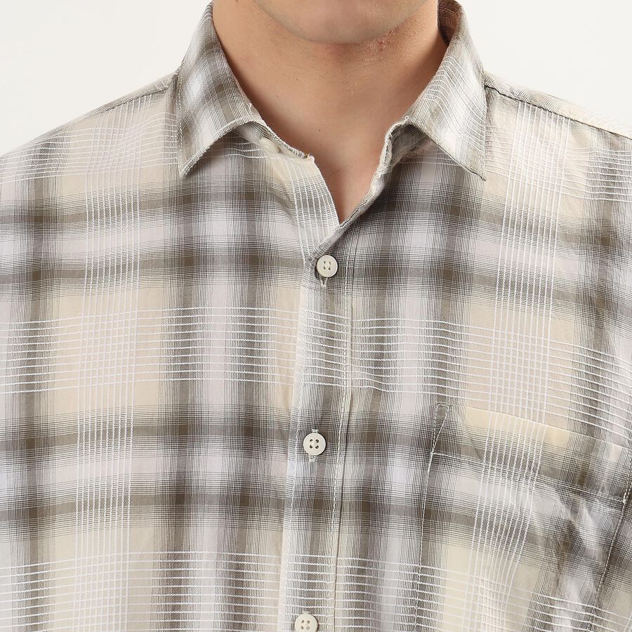 Men's Light Green Cotton Spread Collar Casual Shirt, हल्का हरा, large