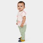 Infants Pink Cotton Round Neck T-Shirt Set Upper and Bottom Set, हल्का गुलाबी, small
