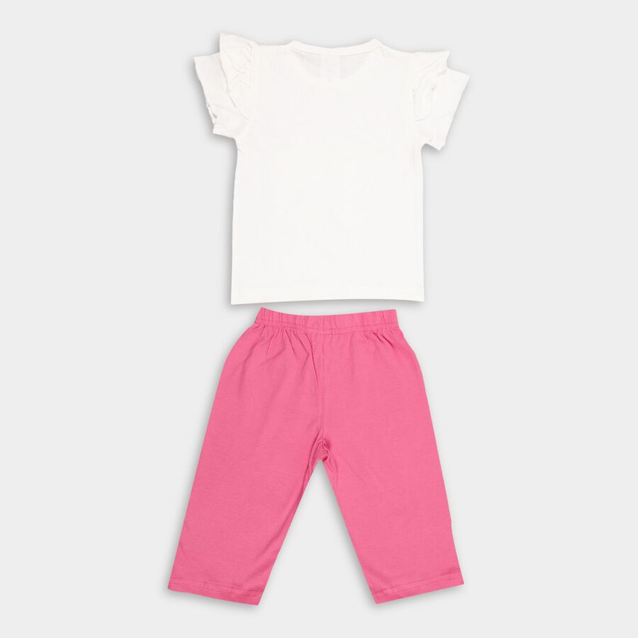 Girl's Cotton Capri Set, Off White, large image number null