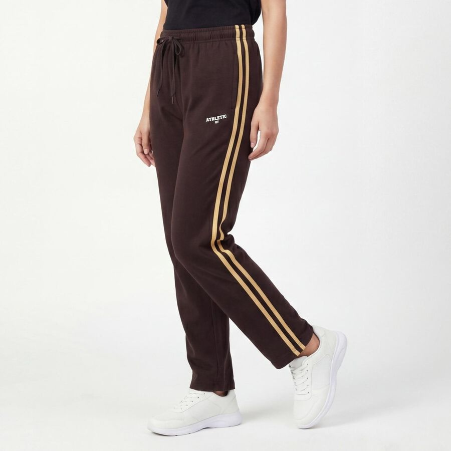 Women's Brown Regular Fit Minimal Track Pants, Brown, large