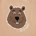 Boys' Beige Round Neck Cartoon Print Baba Suit, गहरा पीला, small image number null