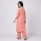 Women's Pink Cotton Notch Neck Solid Straight Kurta, Pink, small