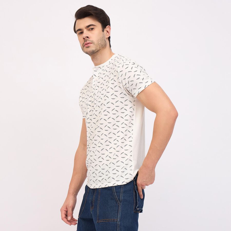 Men's Henley Half Sleeves T-Shirt, White, large image number null