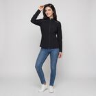 Women's Black Stand Collar Windbreaker Jacket, Black, small