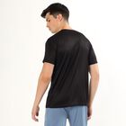 Men's Jet Black Crew Neck Athleisure T-Shirt, काला, small image number null
