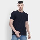 Men's Deep Midnight Navy Blue Round Neck T-Shirt, Navy Blue, small image number null