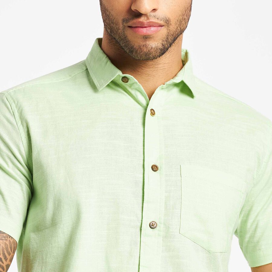 Cotton Solid Casual Shirt, Light Green, large image number null
