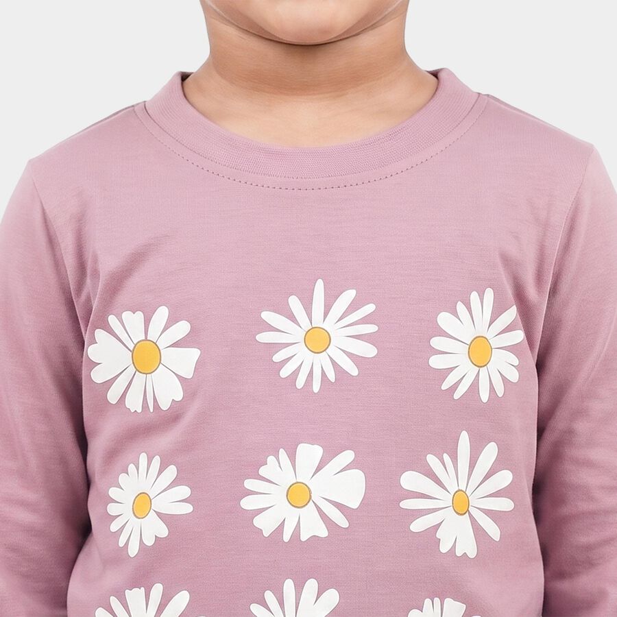 Girls Purple Round Neck Regular Top, Purple, large