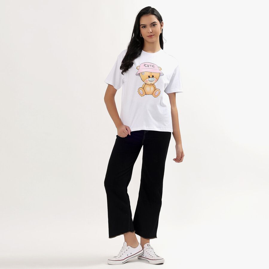 Ladies' 100% Cotton Round Neck T-Shirt , सफ़ेद, large image number null