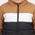 Infants Beige Stand Collar Puffer Jacket, गहरा पीला, small
