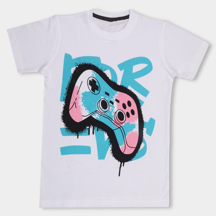 Boys' 100% Cotton Half Sleeves T-Shirt , सफ़ेद, large image number null