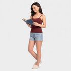 Women's Wine Cotton Scoop Neck Camisole Slip, वाइन, small