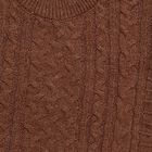 Infants' Rich Chocolate Brown Crew Neck Cable Knit Pullover, भूरा, small image number null