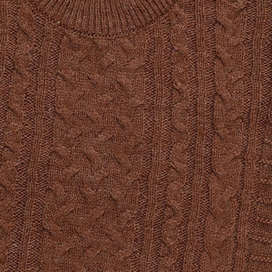 Infants' Rich Chocolate Brown Crew Neck Cable Knit Pullover, भूरा, large image number null