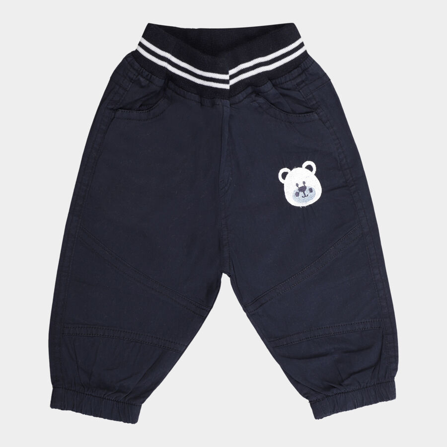 Infants Cotton Solid Trousers, Navy Blue, large image number null