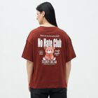 Women's Deep Rust Brown Cotton Round Neck Casual T-Shirt, Rust, small